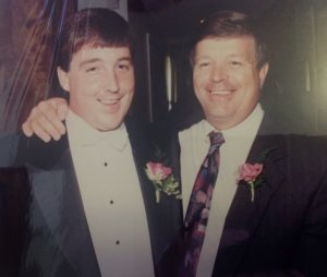My Dad and Me on my wedding day: we both had a lot more and a lot darker hair then.